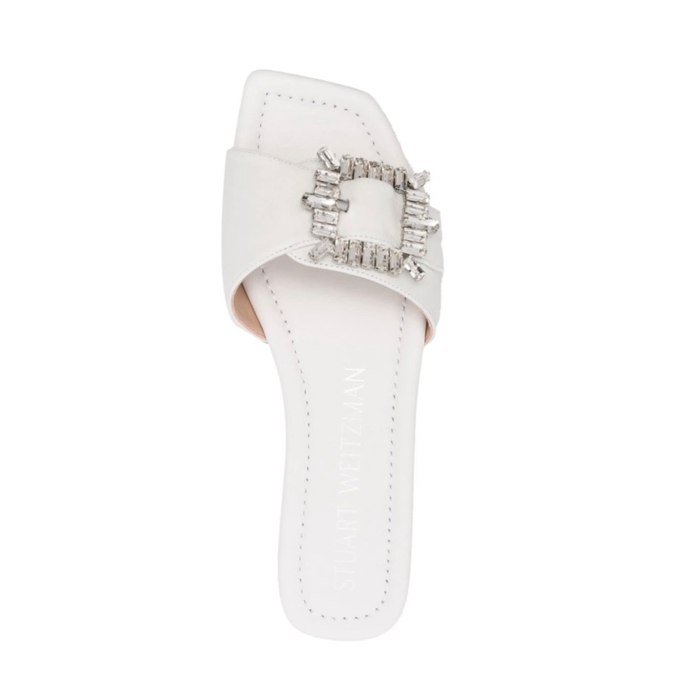 Stuart Weitzman White Crystal-Embellished Sandals
